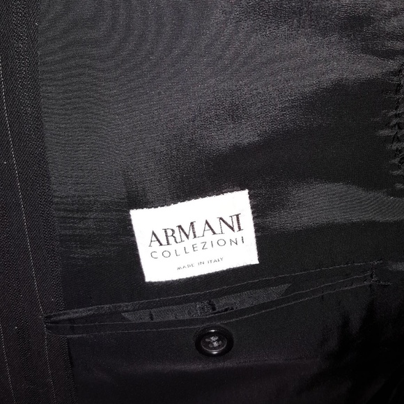 Armani Mens Pinstripe Wool Blazer 42R Black White - Picture 6 of 8